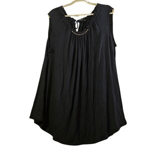 Black Ruched Tie Back Sleeveless Blouse 4X